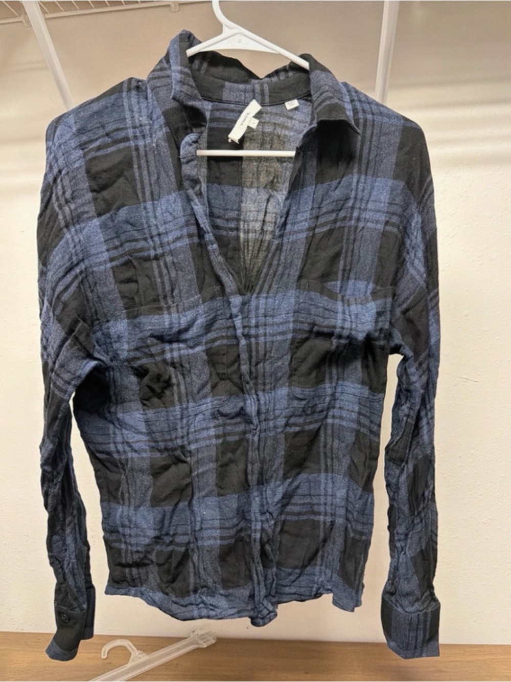 Vince Blue and Black Plaid Shirt
